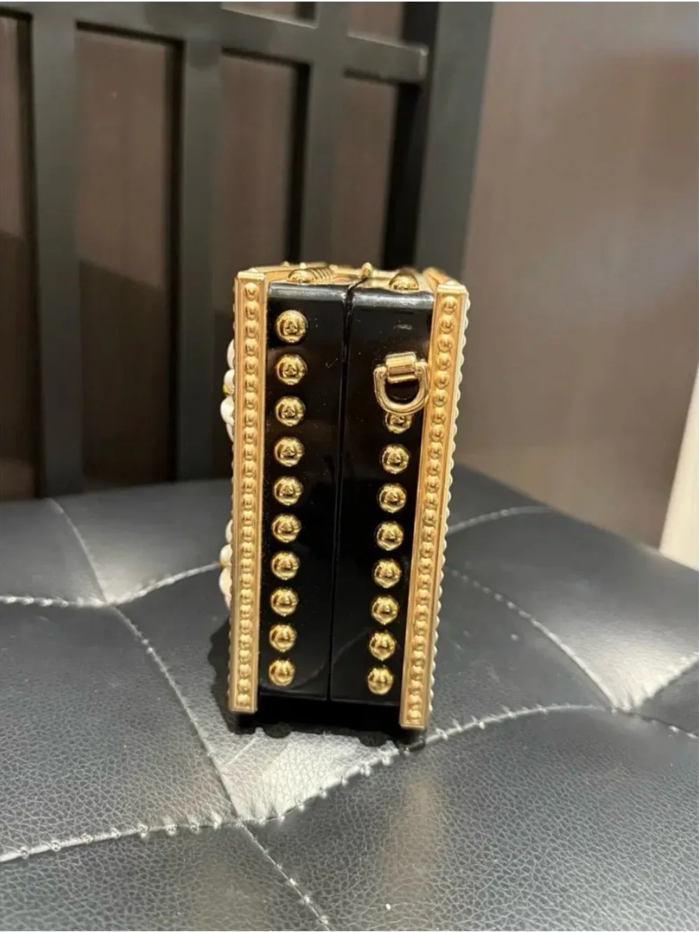 Dolce & Gabbana Gold Floral Daisy Box Clutch - Black/White/Yellow